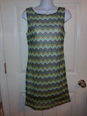 Feline Crochet Knit sheer Mini Dress with build in slip Zig-Zag LG